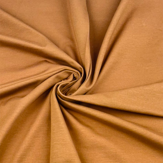 Dark camel - Ensfarvet bomuldsjersey