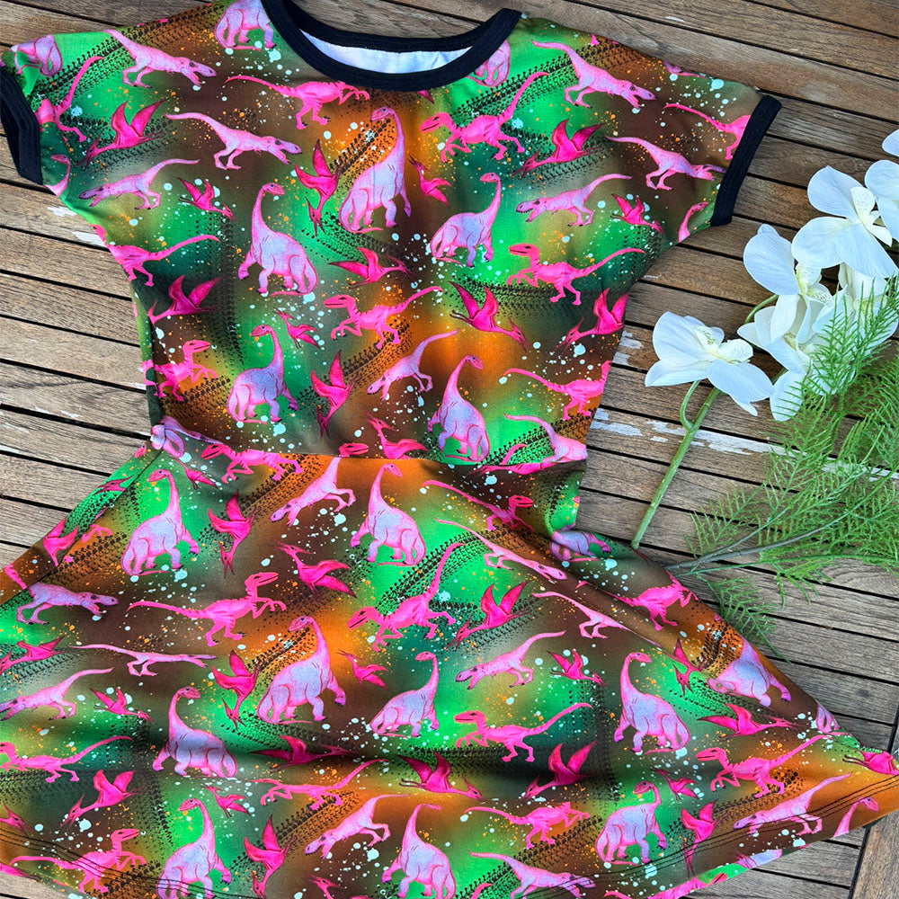 Pink dino - specialdesignet bomuldsjersey